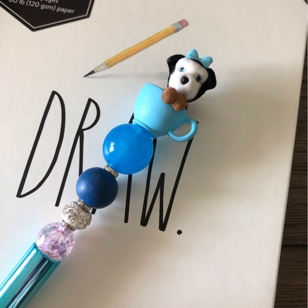 Puppy in my Pocket: Tessa the Yorkie Poo Dog handmade beaded pen